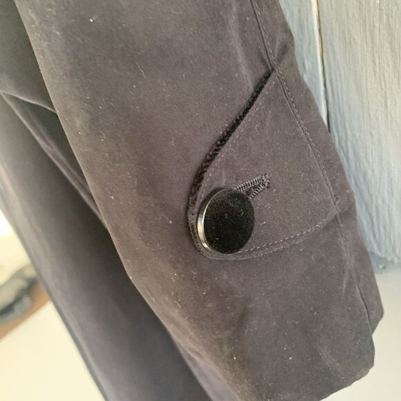 Anne Klein II Trench Coat Womens 10 Dark Brown/Black Long Wool Body Suede Collar - Picture 7 of 13